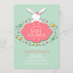 Invitation à la douche Bunny de la petite fille