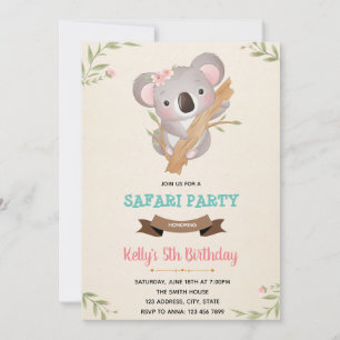 Invitation à la douche d'anniversaire Koala