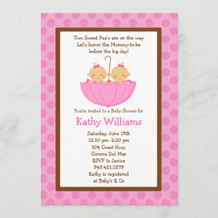 Invitation à la douche de bébé Twin Baby Girl