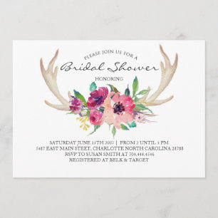 Invitation à la douche de boho de l'antler floral