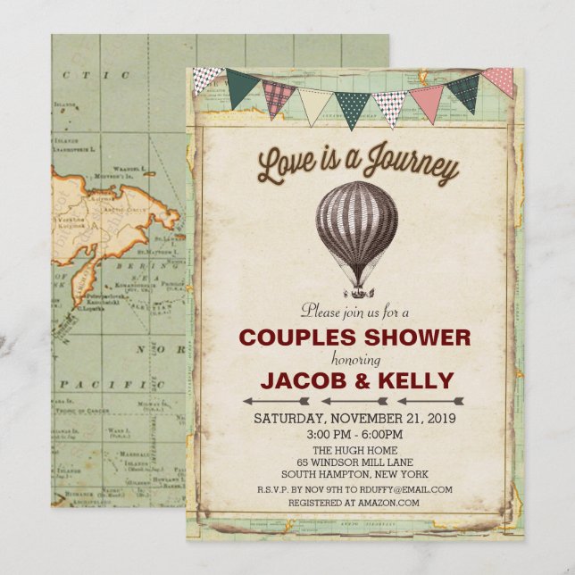 Invitation à la douche de Couples à air chaud vint (Devant / Derrière)