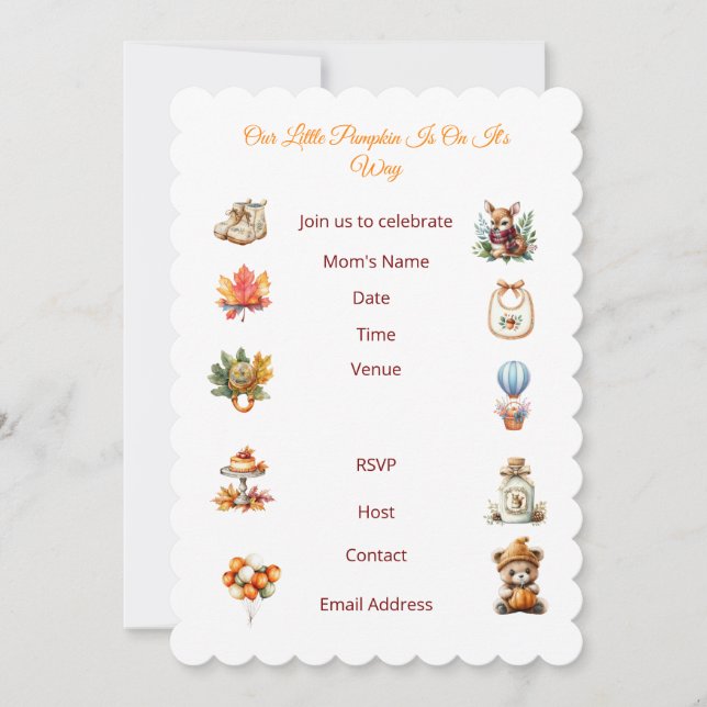 Invitation à la douche de l'automne. (Devant)