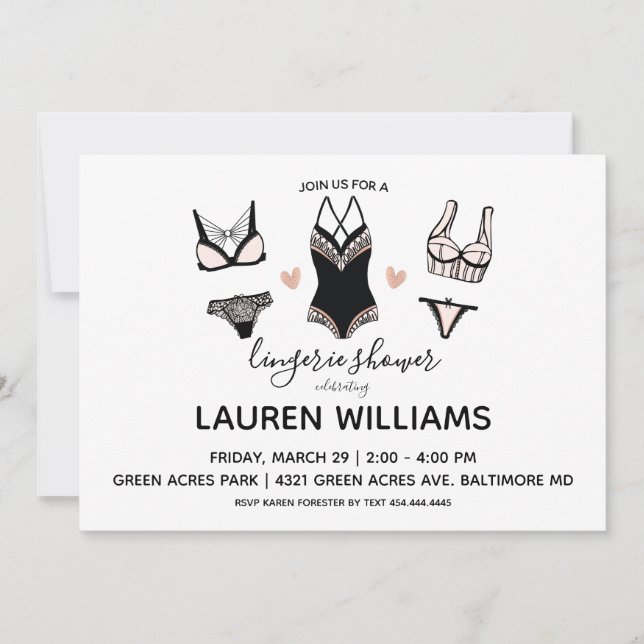 Invitation à la douche de Lingerie (Devant)