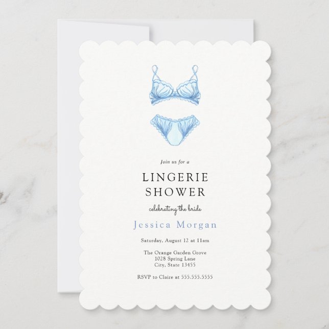 Invitation à la douche Lingerie Bleue (Devant)