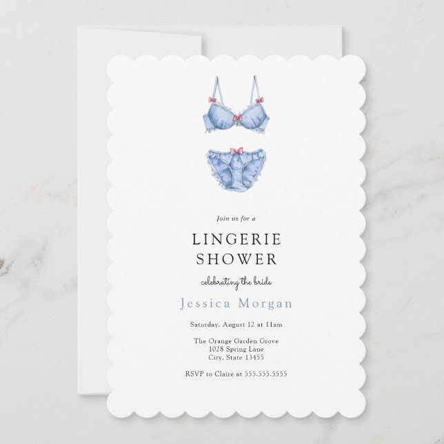 Invitation à la douche Lingerie Bleue (Devant)
