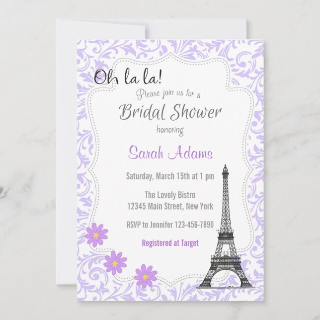 Invitation à la douche nuptiale (Devant)