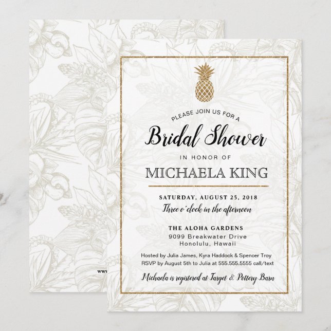 Invitation à la douche nuptiale à ananas tropicale (Devant / Derrière)
