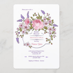 Invitation à la douche nuptiale à cadre floral