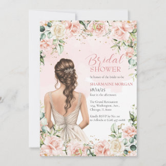 Invitation à la douche nuptiale à fleurs blanches
