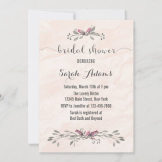 Invitation à la douche nuptiale à fleurs d'aquarel