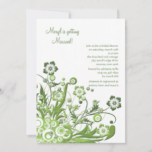 Invitation à la douche nuptiale à fleurs vertes