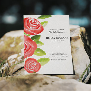 Invitation à la douche nuptiale à la rose rouge
