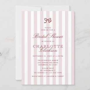 Invitation à la douche nuptiale à rayures roses ro