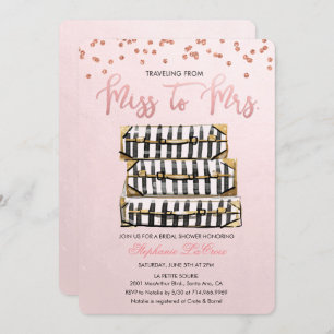 Invitation à la douche nuptiale à thème Voyage