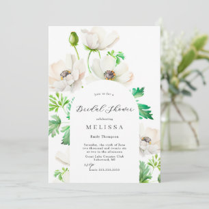 Invitation à la douche nuptiale Anémonique blanche