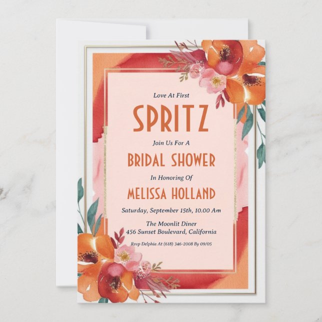 invitation à la douche nuptiale aperol spritz (Devant)