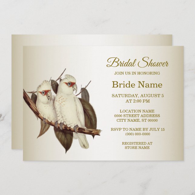 Invitation à la douche nuptiale aux oiseaux blancs (Devant / Derrière)