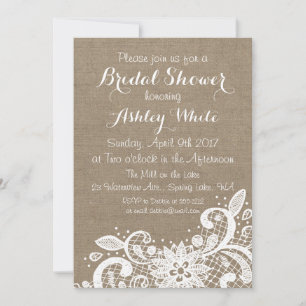 Invitation à la douche nuptiale avec burlap et den