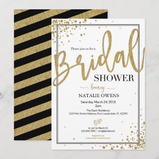 Invitation à la douche nuptiale Black and Gold