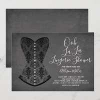 Invitation à la douche nuptiale Black Corset Linge