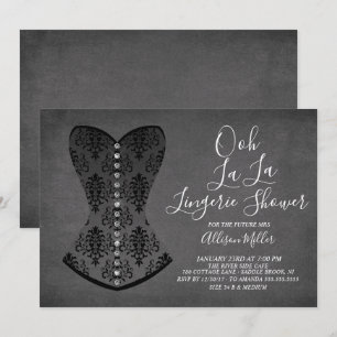 Invitation à la douche nuptiale Black Corset Linge