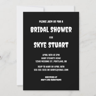 Invitation à la douche nuptiale Black Goth