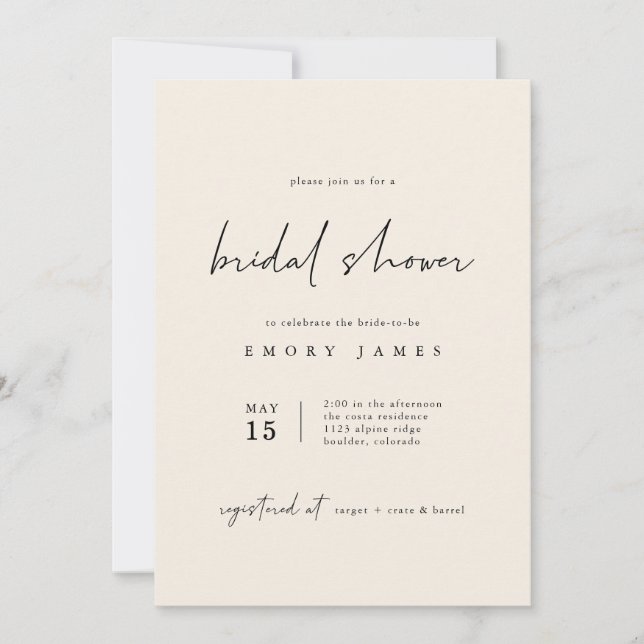 Invitation à la douche nuptiale blanche en Bohême (Devant)