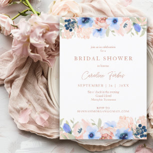 Invitation à la douche nuptiale Bleu Pêcher