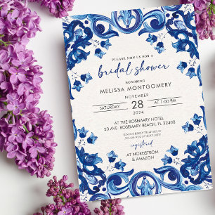 Invitation à la douche nuptiale bleue mexicaine