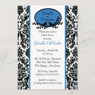 Invitation à la douche nuptiale Blue Damask