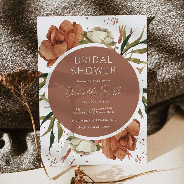 Invitation à la douche nuptiale Boho avec fleurs d (Créateur téléchargé)