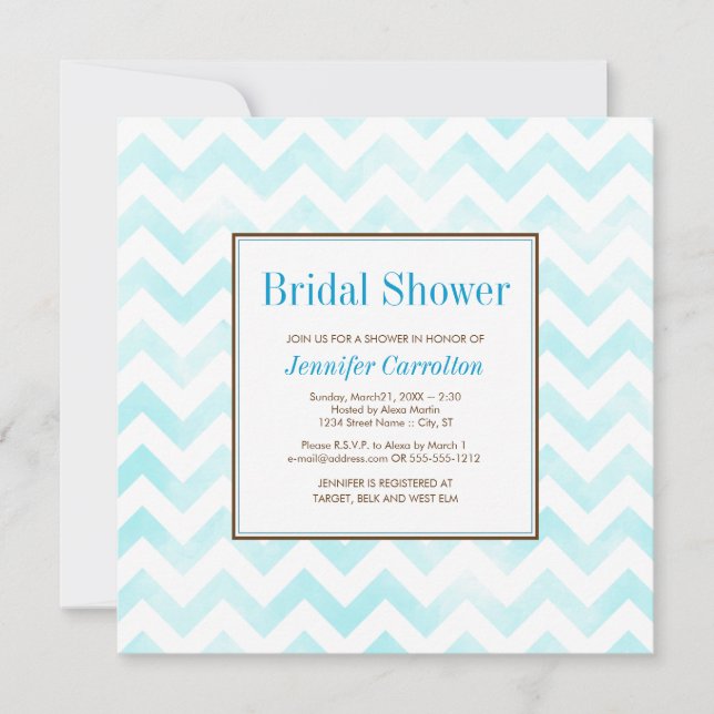 Invitation à la douche nuptiale Chevron (bleu) (Devant)