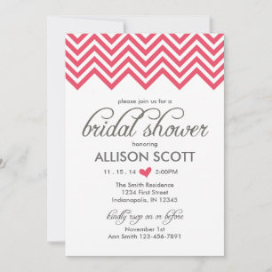 Invitation à la douche nuptiale Chevron rose
