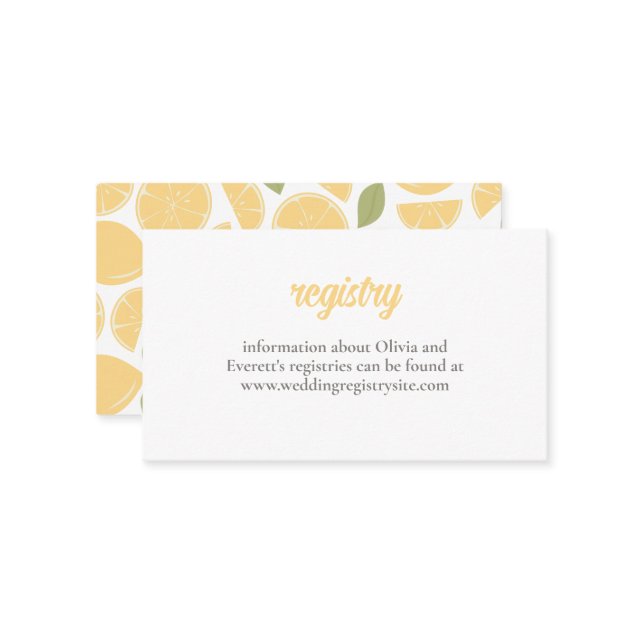 Invitation à la douche nuptiale citrons (Devant/Arrière en situation)