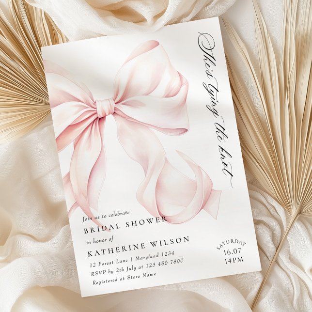 Invitation à la douche nuptiale de Bow rose modern (Créateur téléchargé)