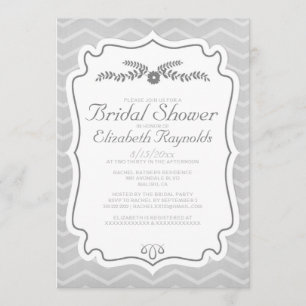 Invitation à la douche nuptiale de Chevron Argent
