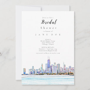 Invitation à la douche nuptiale de Chicago Skyline