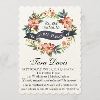 Invitation à la douche nuptiale de Garden Party