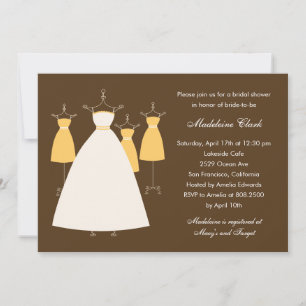 Invitation à la douche nuptiale de Gowns - moutard