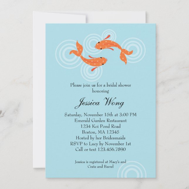Invitation à la douche nuptiale de Koi Fish Pond (Devant)