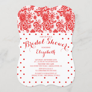 Invitation à la douche nuptiale de la dentelle rou