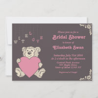 Invitation à la douche nuptiale de l'ours gris ros