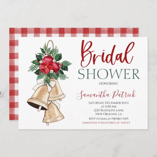 Invitation à la douche nuptiale de Noël (Devant / Derrière)