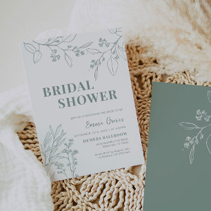 Invitation à la douche nuptiale de Sage Green Flor
