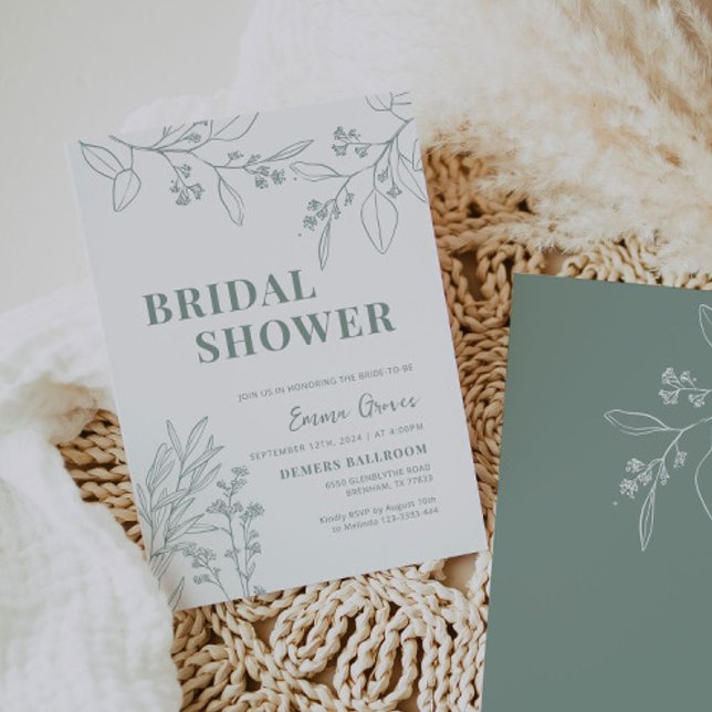 Invitation à la douche nuptiale de Sage Green Flor (Créateur téléchargé)