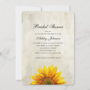 Invitation à la douche nuptiale de tournesol. Fleu
