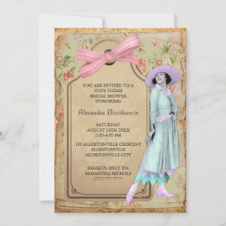 Invitation à la douche nuptiale des années 1920