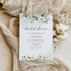 Invitation à la douche nuptiale d'eucalyptus vert