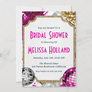 invitation à la douche nuptiale disco