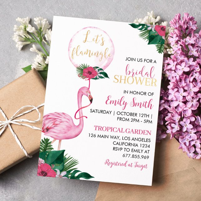 Invitation à la douche nuptiale du Flamant rose tr (Créateur téléchargé)